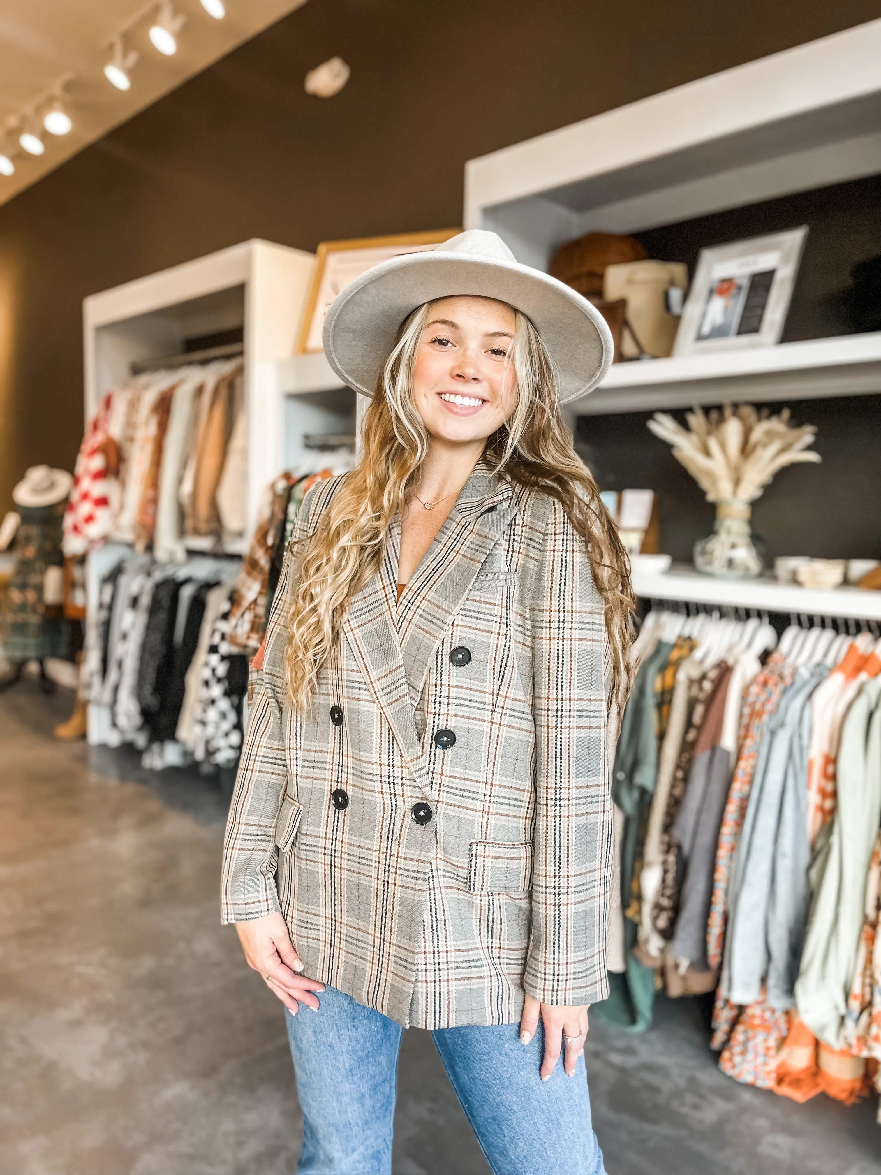 To the Office Plaid Blazer