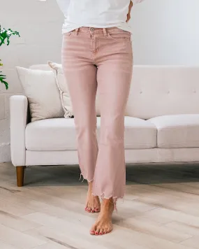 Vervet Light Coral Crop Flare Jeans