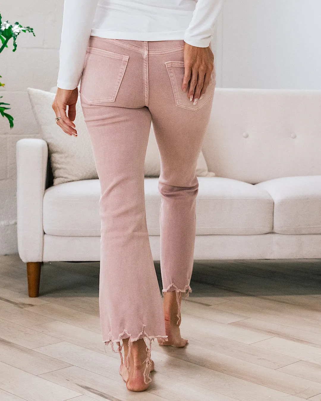 Vervet Light Coral Crop Flare Jeans