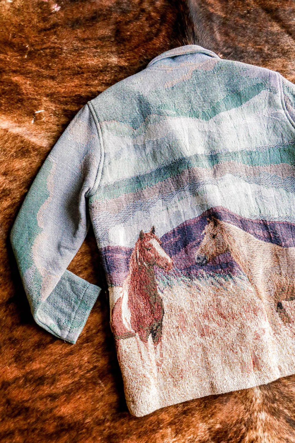 Vintage Western Horse Print Blazer