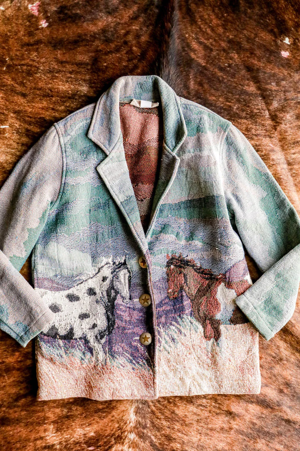 Vintage Western Horse Print Blazer