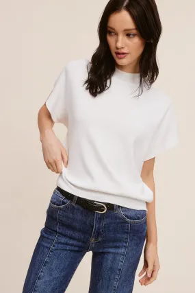 White Mock Neck Short Sleeve