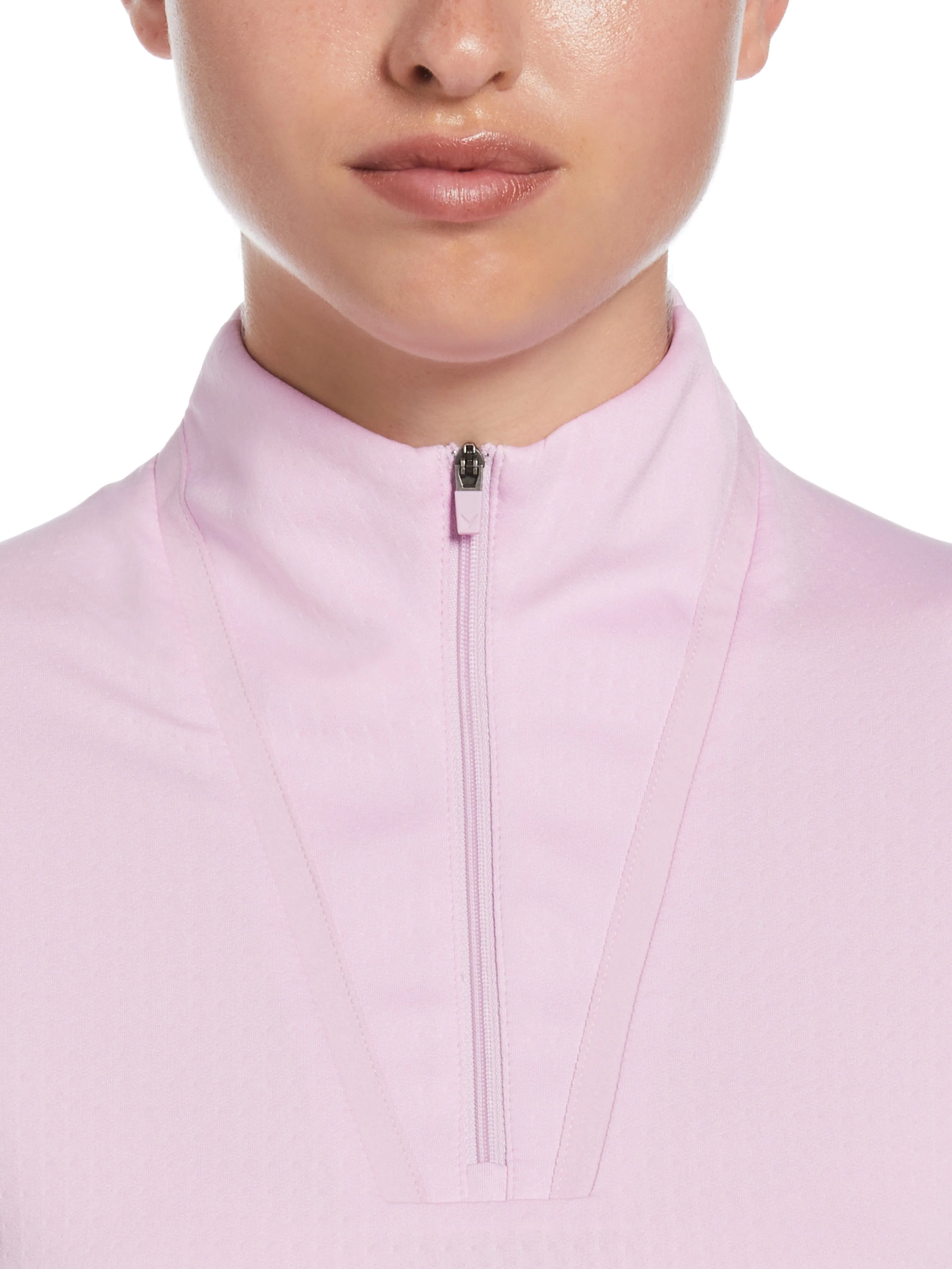 Womens 1/4 Zip Seams Long Sleeve Top